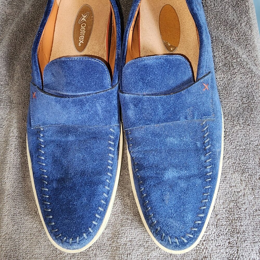 Santoni Men's Banker Stitch-Trim Suede Loafers